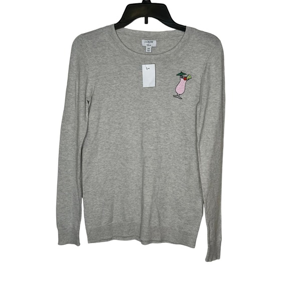 J. Crew Teddie Sweater - Women's Size XS,‎ Gray, Cocktail Logo, 100% Cotton - Picture 1 of 10